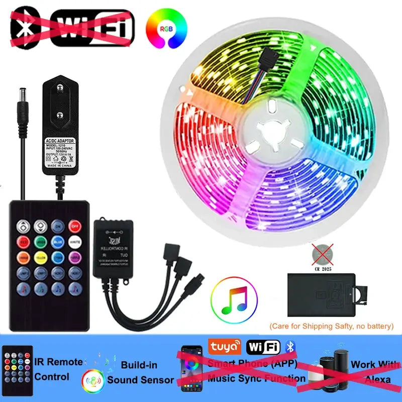 Wifi Led Strip Lights Bluetooth Music Led Tape Light 220V Alexa Led Lighting Strips Adhesive Led Strip 12v Rgb 5050 from PriceLows™