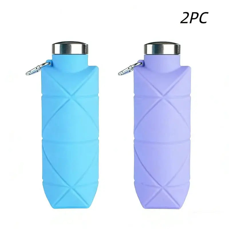 LUSQI 700ml Travel Outdoor Sports Silicone Folding Rhombus Water Bottle Portable Drop-Proof Water Cup Steel Lid Telescopic Cup from PriceLows™