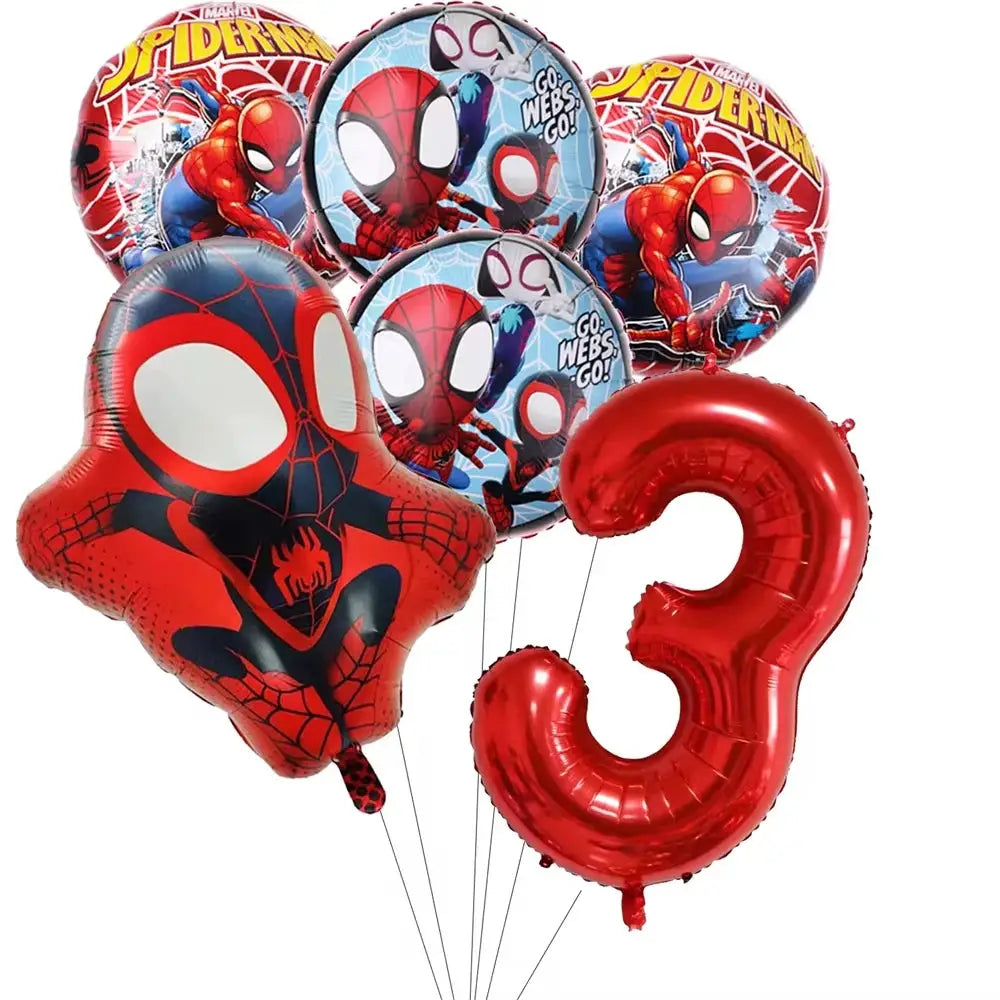 Spider Birthday Party Supplies | Disposable Tableware Set | 3D Balloon | Kids