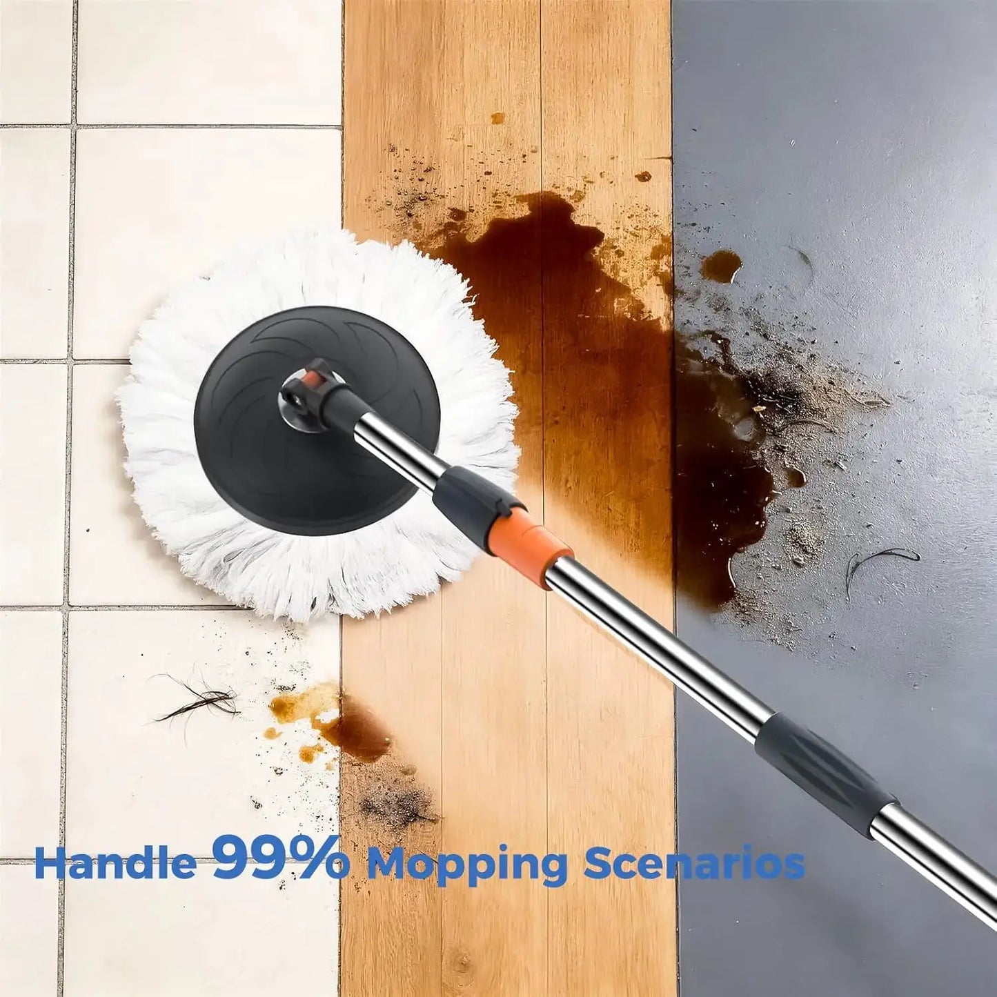 Foldable Spin Mop and Bucket System, Dual-Bucket Cleaning, 2 Reusable Microfiber Mop Heads for Floor Cleaning from PriceLows™