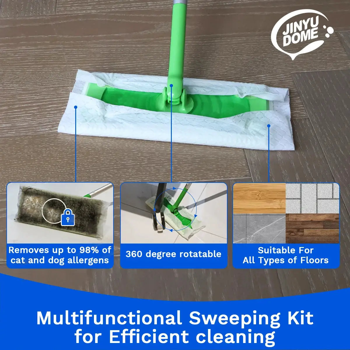 JINYUDOME 8.8x12inch Disposable Electrostatic Dust Mop Pads High-Efficiency Swiffer Wet/Dry Mop Floor Cleaning Cloth from PriceLows™