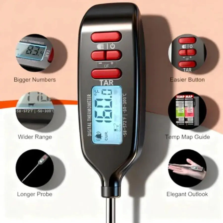 Meat Thermometer Digital Smart Instant Read Food Thermometer with Super Long Probe for Cooking Grilling Baking Kitchen Candy BB from PriceLows™