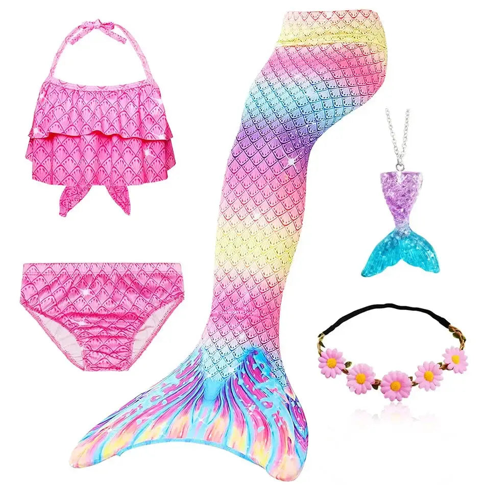 New The Little Mermaid Tails Ariel Memaid Swimsuit Bikini Bathing Suit Halloween Costume Girls Can Add Monofin for Pool Swim from PriceLows™