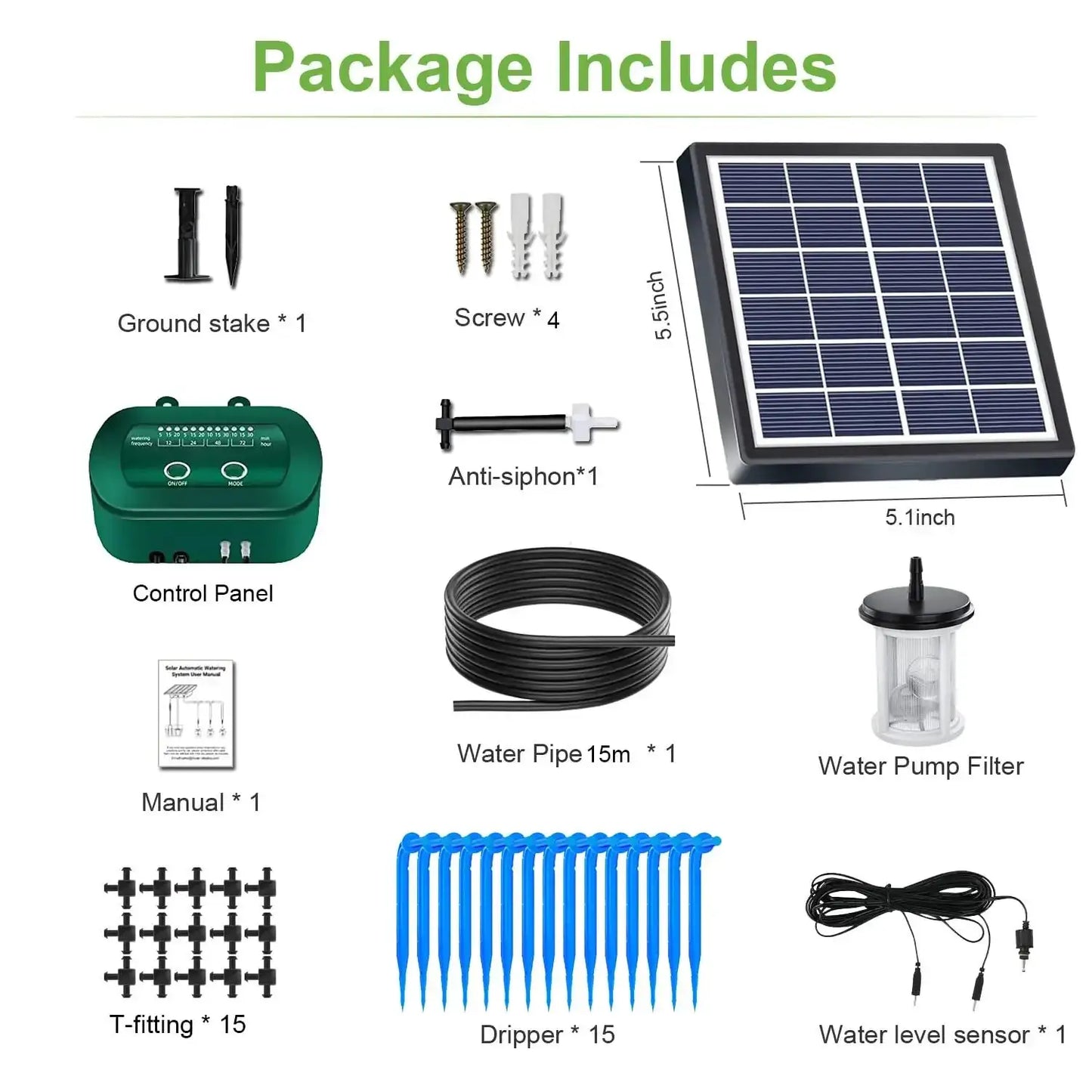Solar Intelligent Irrigation Kit 6V 2W with Built-in 1800mAh Battery Irrigation for Potted Plants DIY Timed Watering Device from PriceLows™