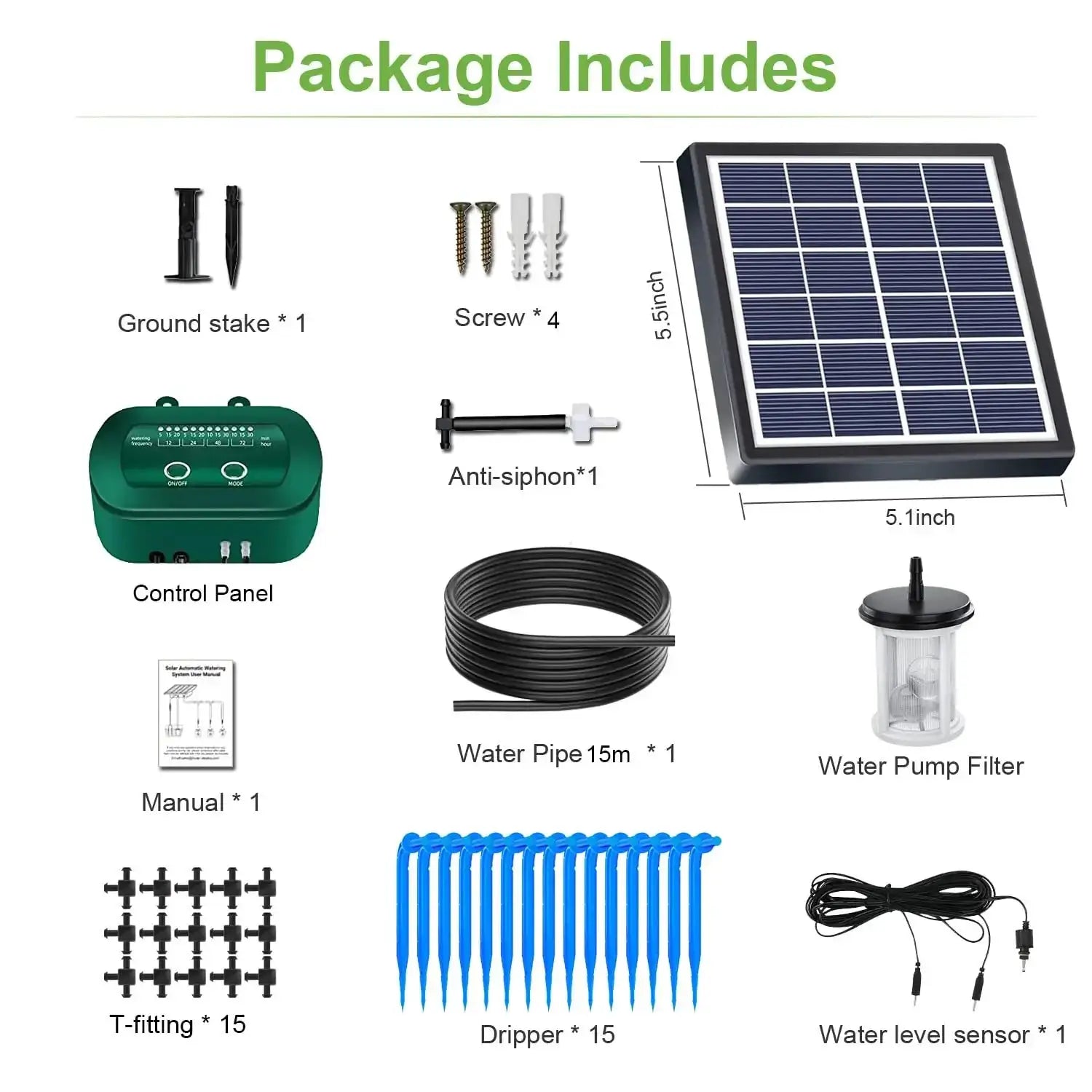 Solar Intelligent Irrigation Kit 6V 2W with Built-in 1800mAh Battery Irrigation for Potted Plants DIY Timed Watering Device from PriceLows™