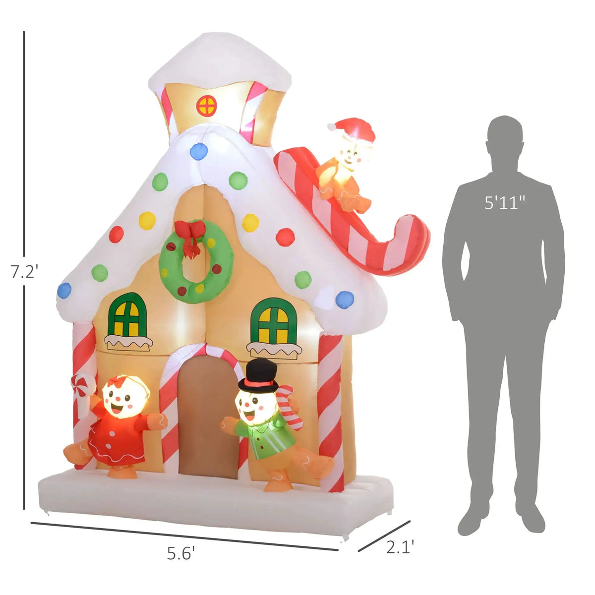 Inflatable Gingerbread House | 7 Ft | Led Lighting | Indoor Yard