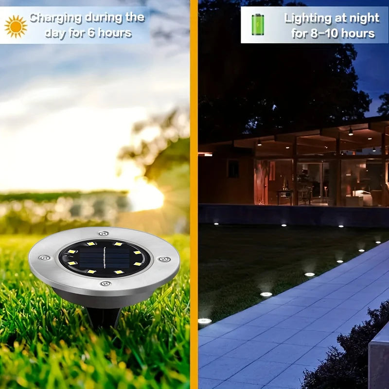 1-8 Packs Solar 8LED Ground Lights Decorative for Outdoor Illumination Stainless Steel Street Lamps For Courtyards Gardens Paths from PriceLows™