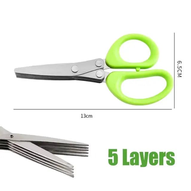 Multifunctional Scissors Stainless Steel 5 Layer Kitchen Scissors Scallion Cutter Pepper Herb Laver Spices Onion Cooking Tool from PriceLows™