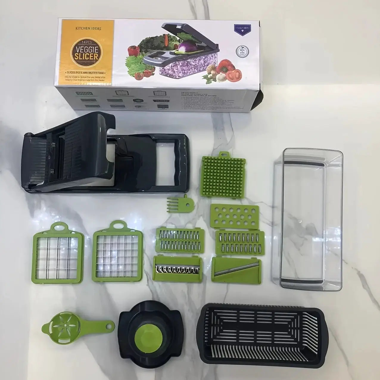 Vegetable Slicer | Multifunctional | Stainless Steel Blades | 14/16 Piece Set