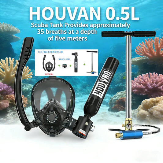 HOUVAN 0.5L Mini Diving Tank with Pump and Snorkel Mask Portable Diving Tank Essential for Outdoor Travel Unisex Gift from PriceLows™