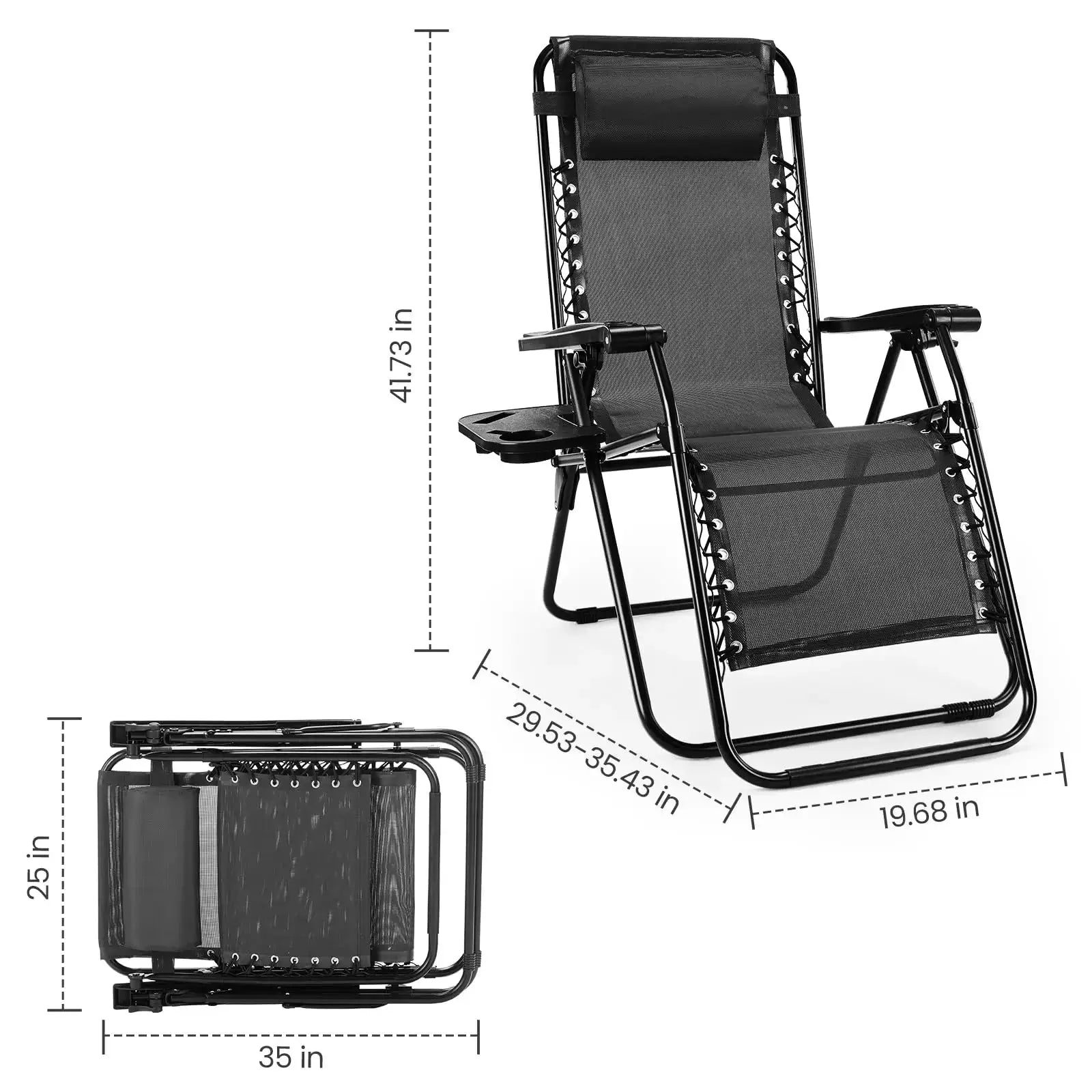 JHK Zero Gravity Portable Recliner Camping Patio Outdoor Garden Lounge Chair with Cup Holder Trays Adjustable Pillow for Backyard from PriceLows™