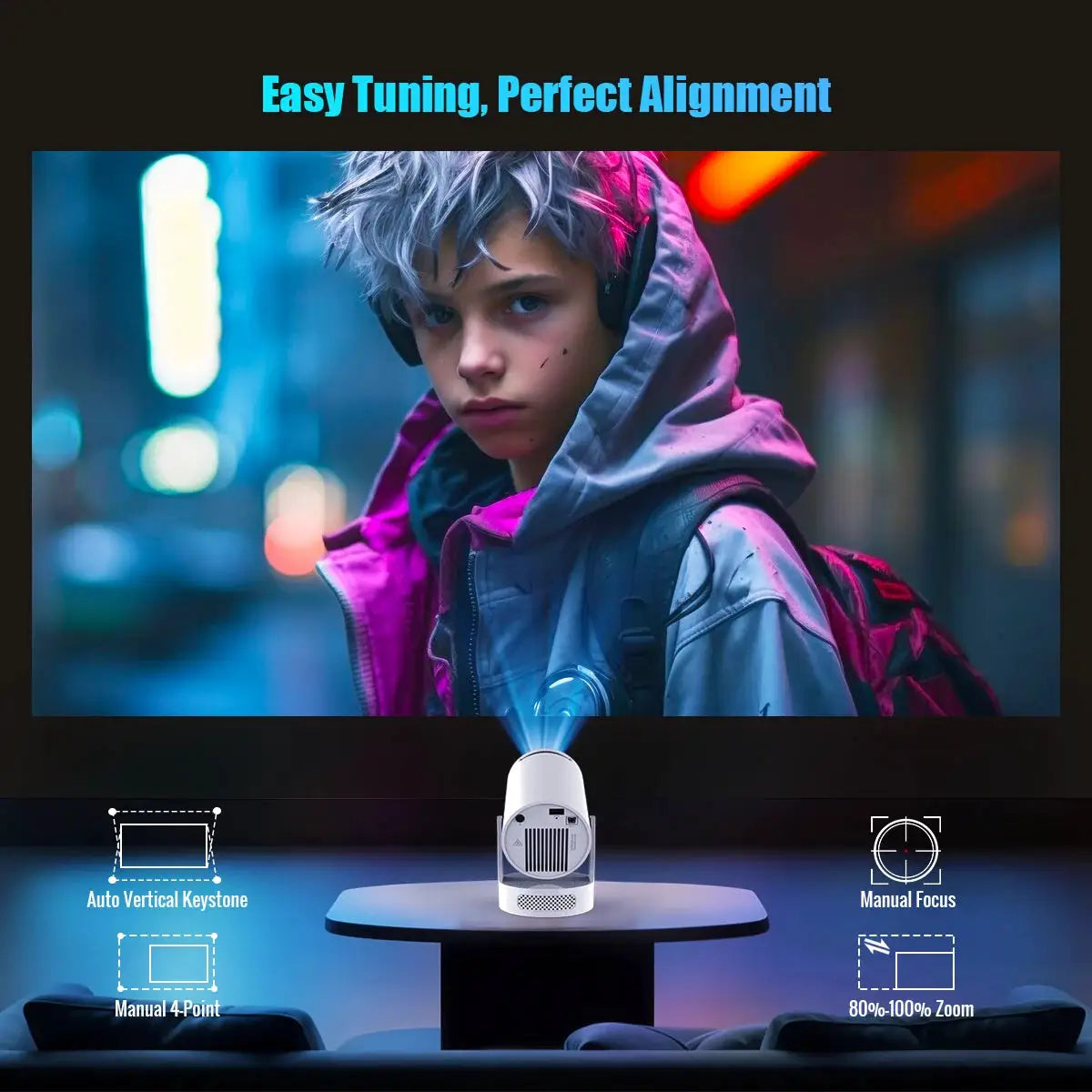Portable Projector | 720P HD Display | Android 14 | 5W Built In Speaker