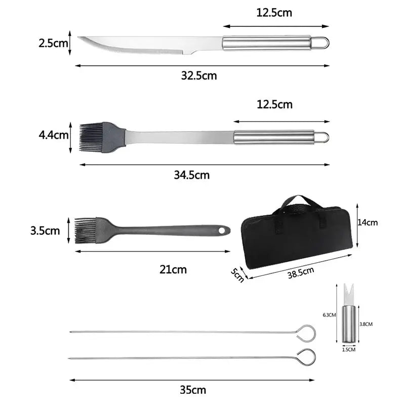 BBQ Grill Utensil Set | Stainless Steel | Portable | Case Included