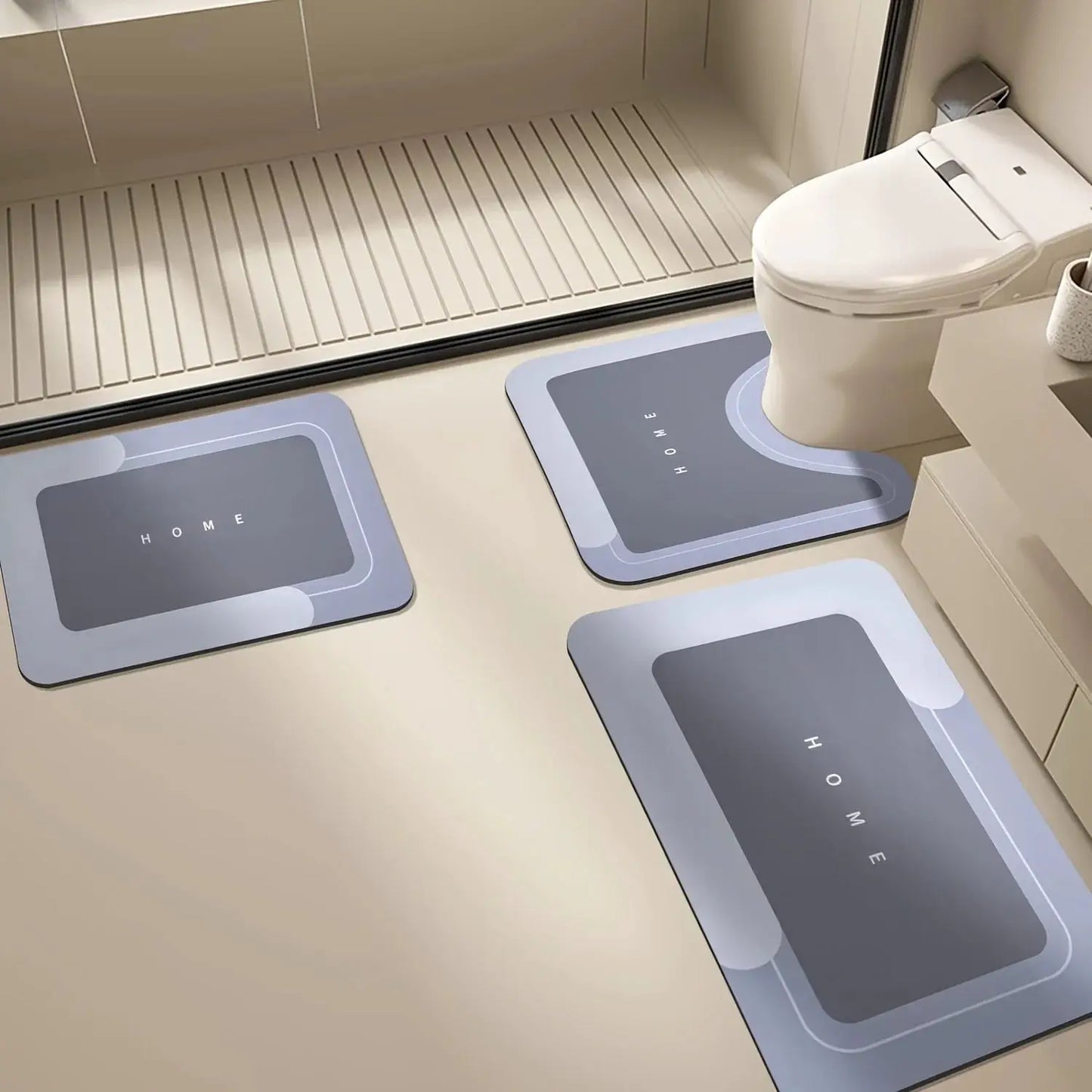 3pcs Soft Diatomaceous Earth Bath Mat, Bathroom, Kitchen, Laundry Room/ Indoor Use Non-Slip Absorbent Polyester Floor Mats, Bathroom Mats|Fashion Mats|Polyester Mats, Bathroom Mats, Create Your Own Style/ Clean, Easy to Clean from PriceLows™