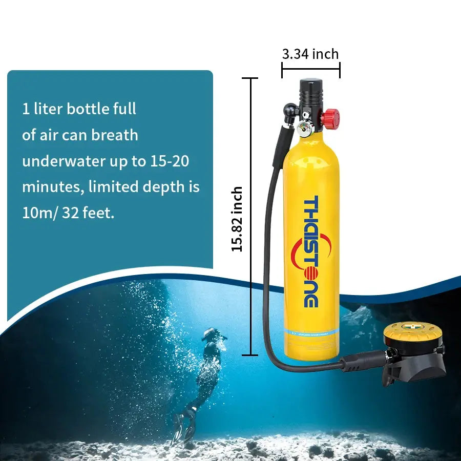 THAISTONE Colorful 1L Scuba Oxygen Tank Set with Full Face Mask, Backup Air Cylinder & Emergency Rescue Pony Bottle，15-25 Min from PriceLows™
