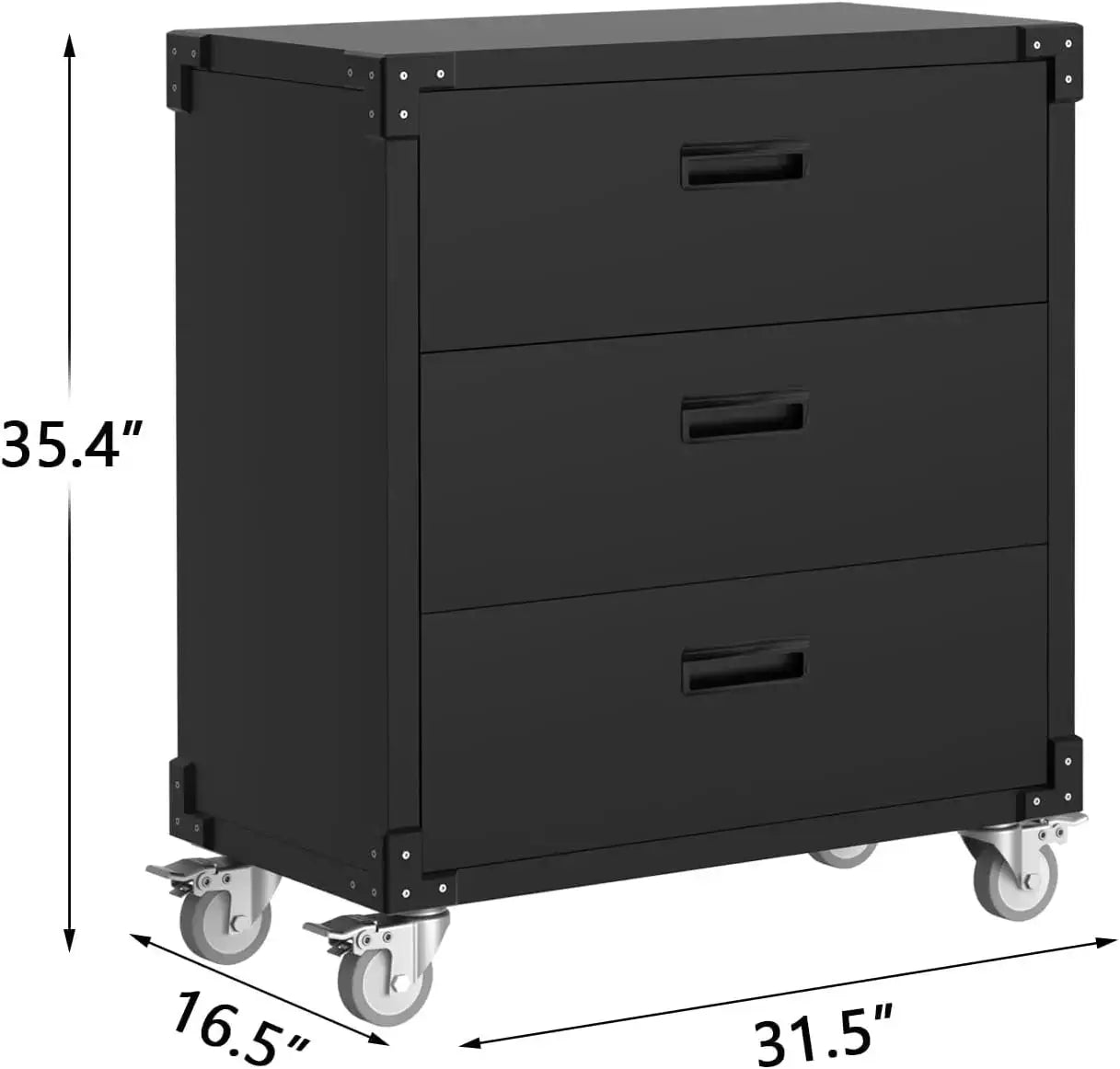 Tool Cabinet with 3 Drawers, Mobile Steel Tool Trolley Garage Cabinet with Wheels for Garage Warehouse Workshop, 80 x 42 x 90 cm from PriceLows™