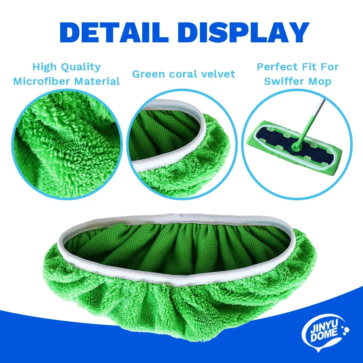 JINYUDOME 3Pcs Reusable Microfiber Mop Pads For Swiffer XL Sweeper Refills Washable Green Dry & Wet Mopping Floors Cloths 17“*5” from PriceLows™
