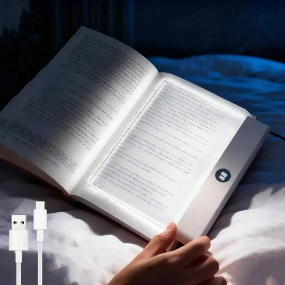 Book Light, Rechargeable Clear LED Flat Reading Light With & Timer, Dimmable Panel Plate Lamp Book Full Page Light For Reading In Bed At Night,Funny Gifts For Readers from PriceLows™