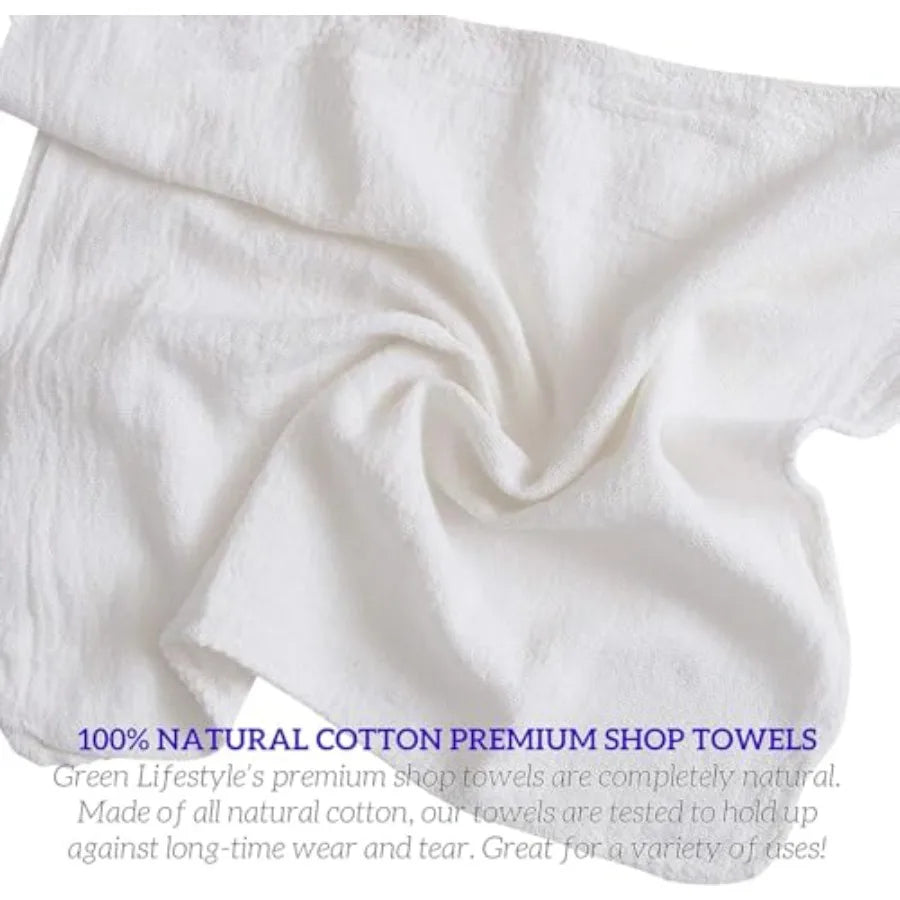 Shop Towels | Cotton Cleaning Cloths | 14 Inch | Bulk Pack 100