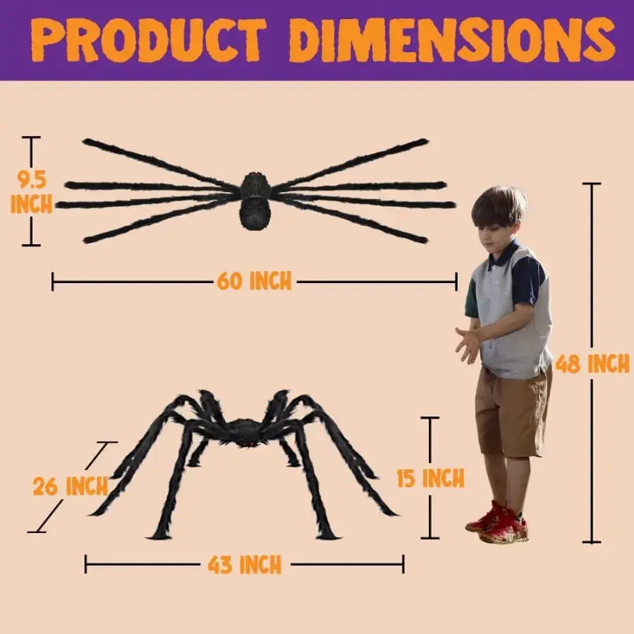 JOYFY 5 Ft Large Spider Halloween Outdoor Decorations Giant Spiderr for Yard Lawn Garden Patio Scary Halloween Outside Decor from PriceLows™