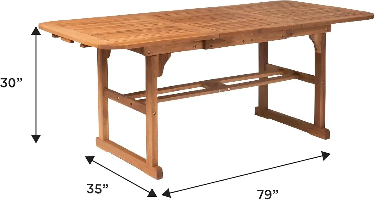 Maui Modern Solid Acacia Wood Slatted Patio Dining Table, 78 Inch, Brown from PriceLows™