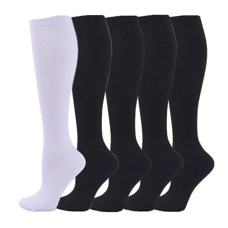 Compression Socks | 20-30 MmHg | Crew Length | 5 Pairs Nylon