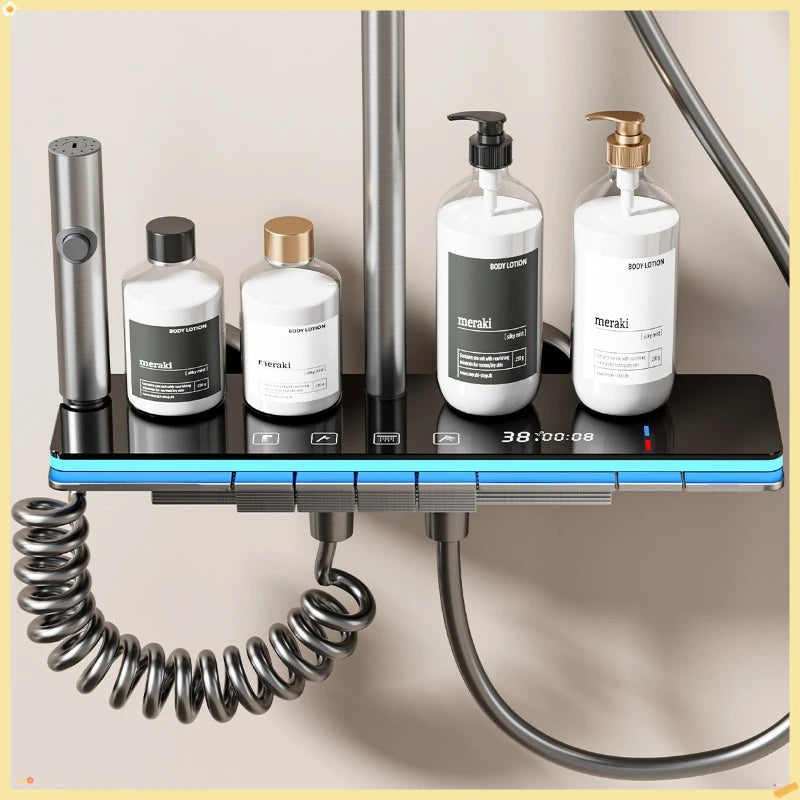 Shower System | Ambient Light | Digital Temperature Display | Grey