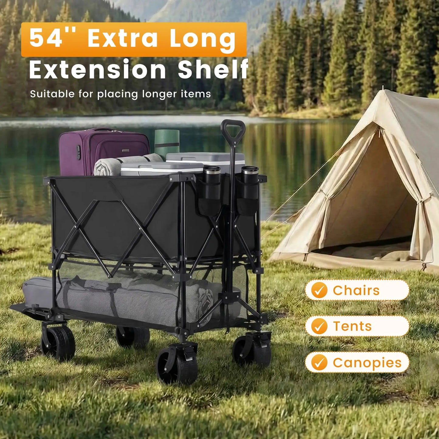 JHK Outdoor Double Decker Wagons Cart 440 lbs Large Capacity Collapsible Foldable Garden Beach Cart for Grocery Garden Camping from PriceLows™