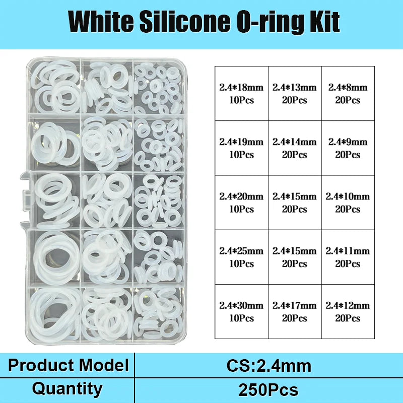 White Silicone O-ring VMQ O Ring Seal Gasket CS 1.5/2.0/2.4/3.1mm Insulated Waterproof Washer Round O Shape Oring Kit from PriceLows™