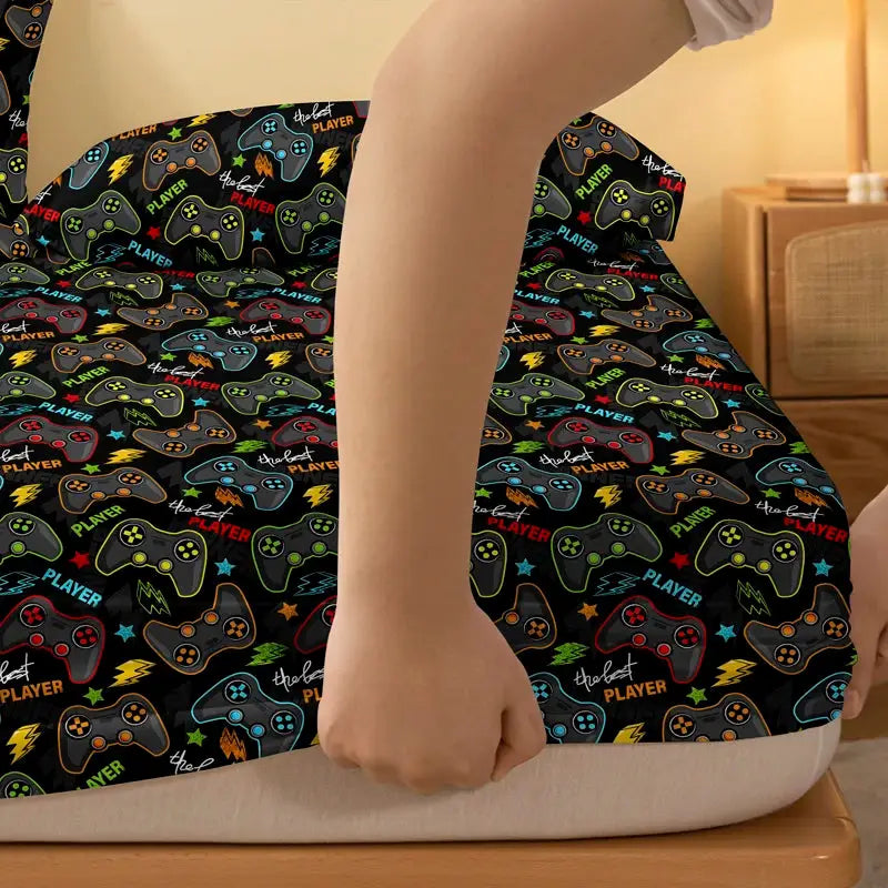 1 Cartoon Fun Printed Matte Fitted Sheet, Bedroom Printed Bed Cover, Bedding (Excluding Pillowcases) from PriceLows™
