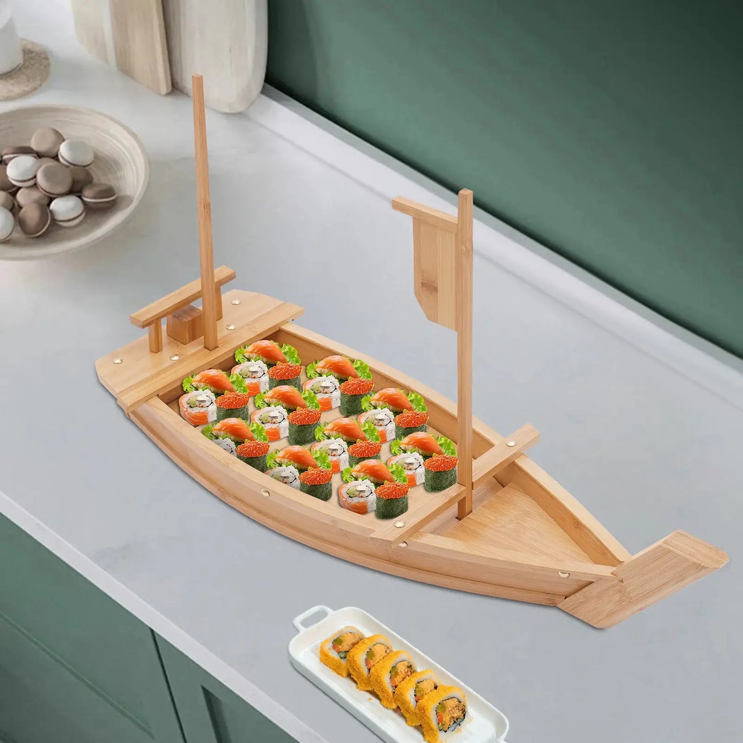 Sushi Boat Serving Tray 28in Large Size Bamboo Boat-Shaped Sushi Serving Tray for Party Buffet Dinner from PriceLows™