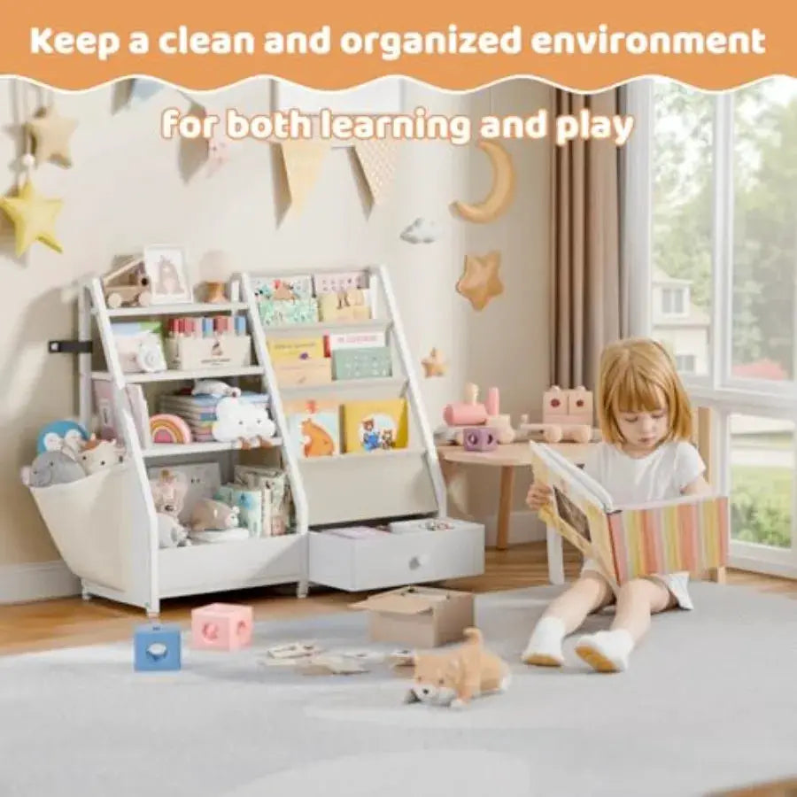 Bookshelf and Toy Storage - Book Shelf for Rooms Toddler Bookshelf Baby Bookcase for Nursery Montessori Toy Organizer from PriceLows™