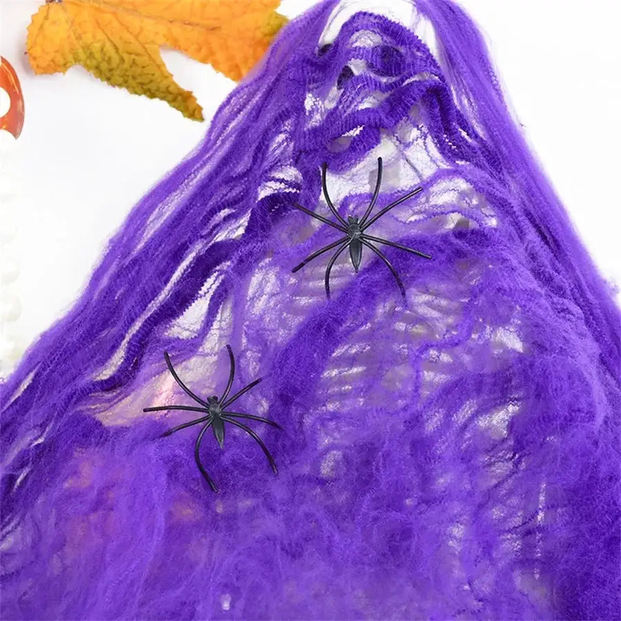 Artificial Cobweb | Stretchy Plastic | Halloween Prop | Assorted Colors