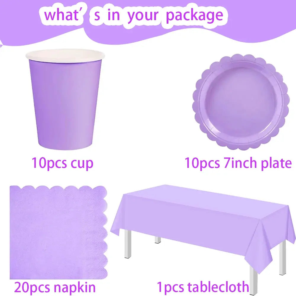 Paper Party Set | Lavender Cups | Plates | Napkins