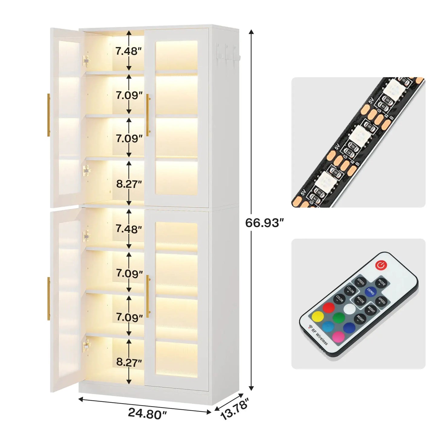 Tribesigns Tall Shoe Cabinet with Acrylic Doors and LED Lights, 8-Tier Entryway Shoe Storage Rack with Adjustable Shelves from PriceLows™