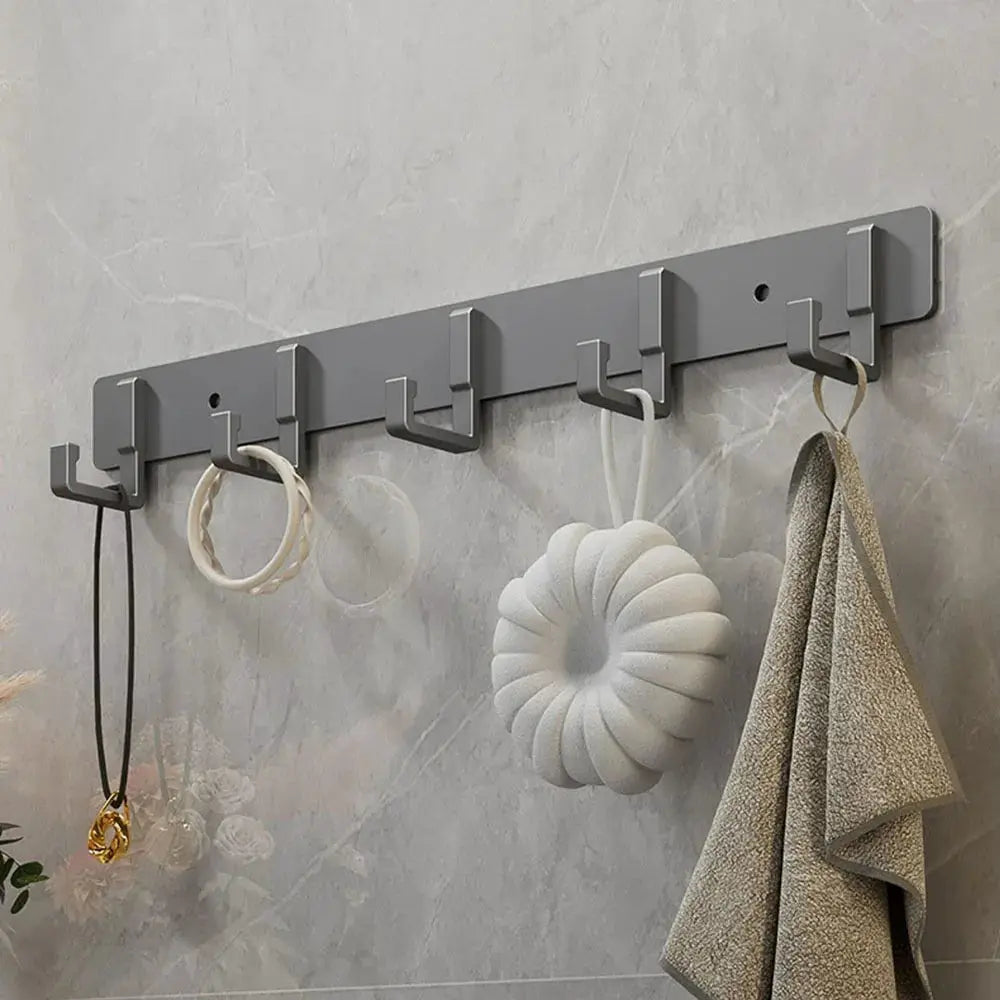 Kitchen space aluminum punch-free hooks are easy to install kitchen utensils storage hooks bathroom bathrobe towel hangers from PriceLows™