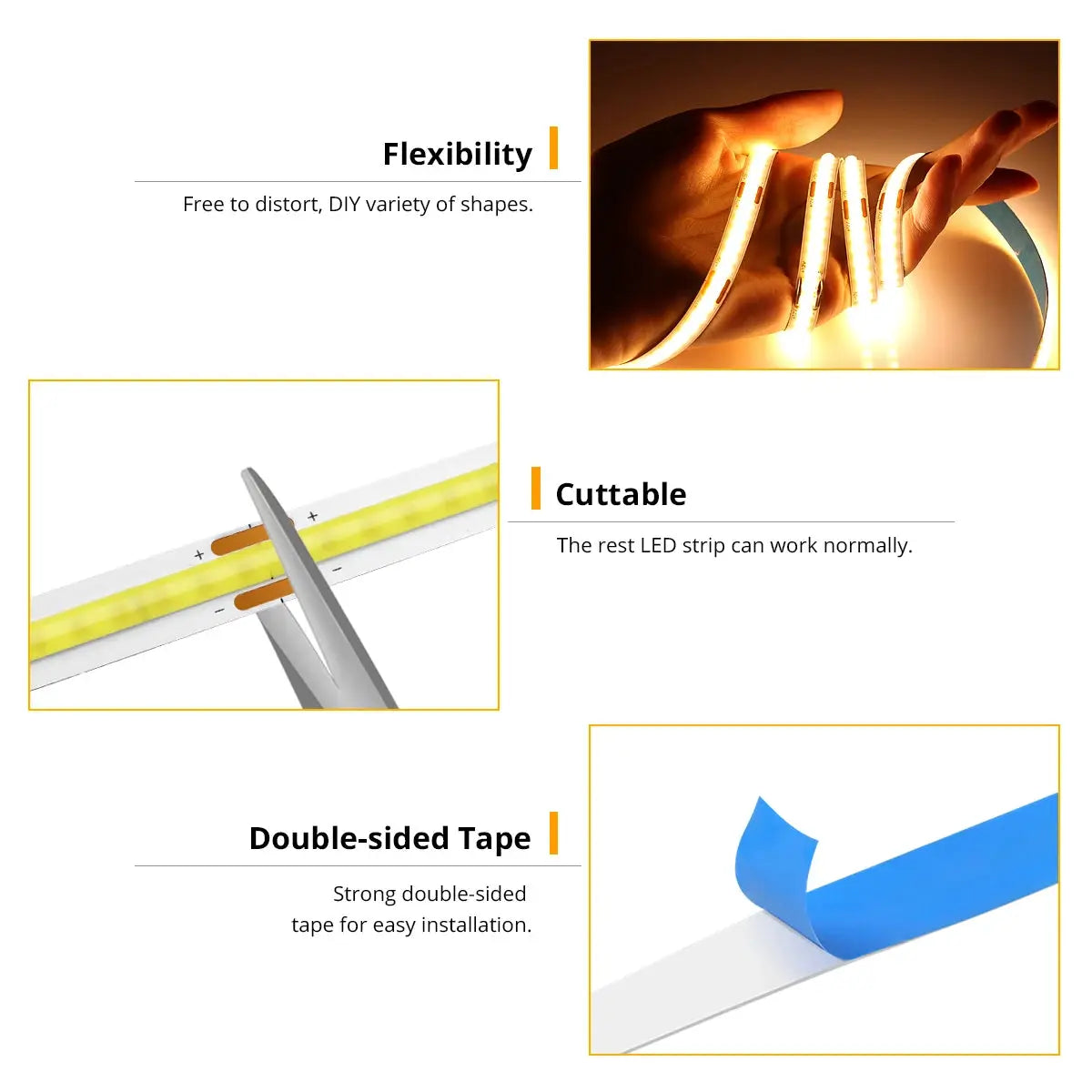 1M-5M USB LED Strip Light 5V 320LEDs/M COB Touch Sensor Dimmable Lamp Tape DIY TV Mirror Backlight Kitchen Room Night Lighting from PriceLows™