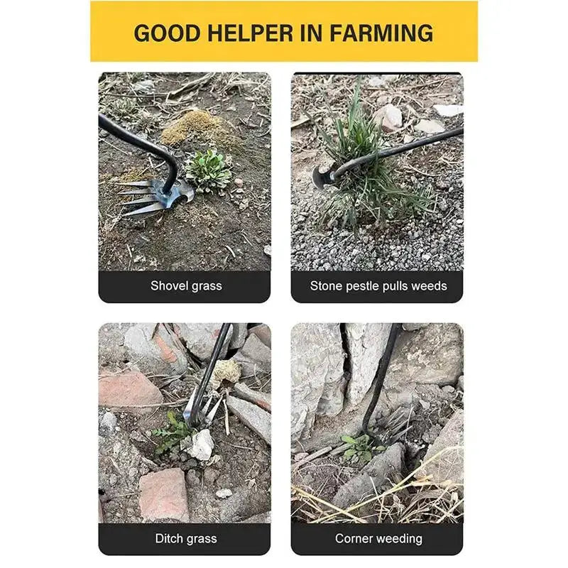 2 In 1 Garden Rake Manual WSeed Grass Rooting Tool Puller Shovel 4 Teeth Weeding Removal Hand Gardening Loose Soil Tool Weeder from PriceLows™