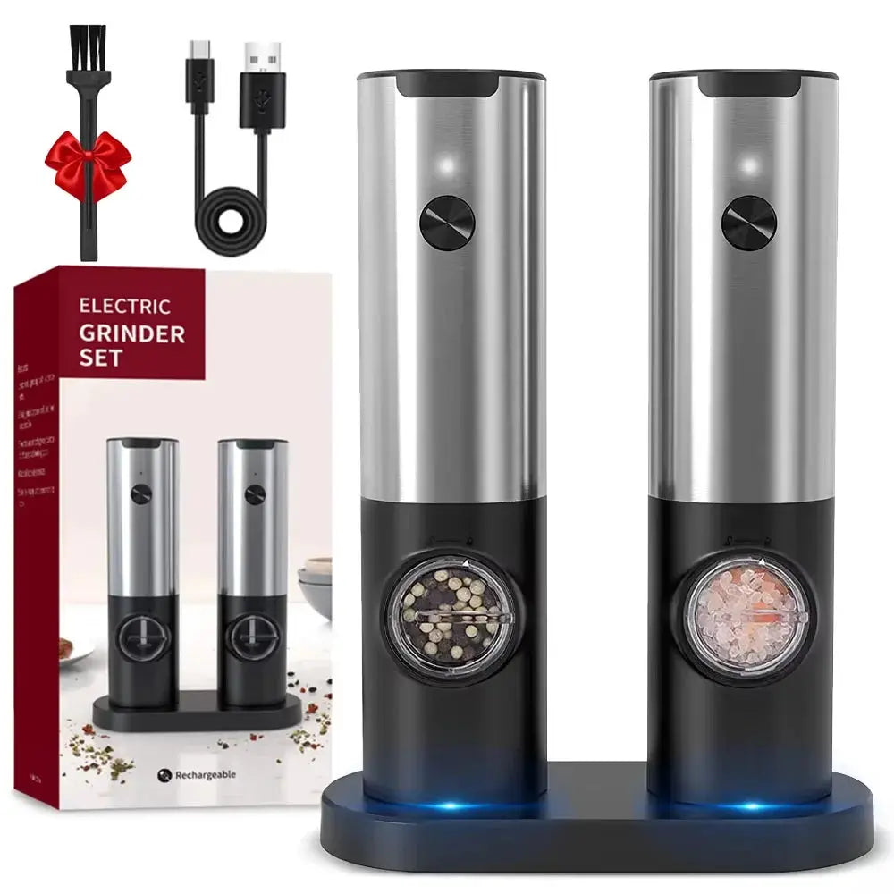 Electric Salt And Pepper Grinder Set | USB Rechargeable | LED Light