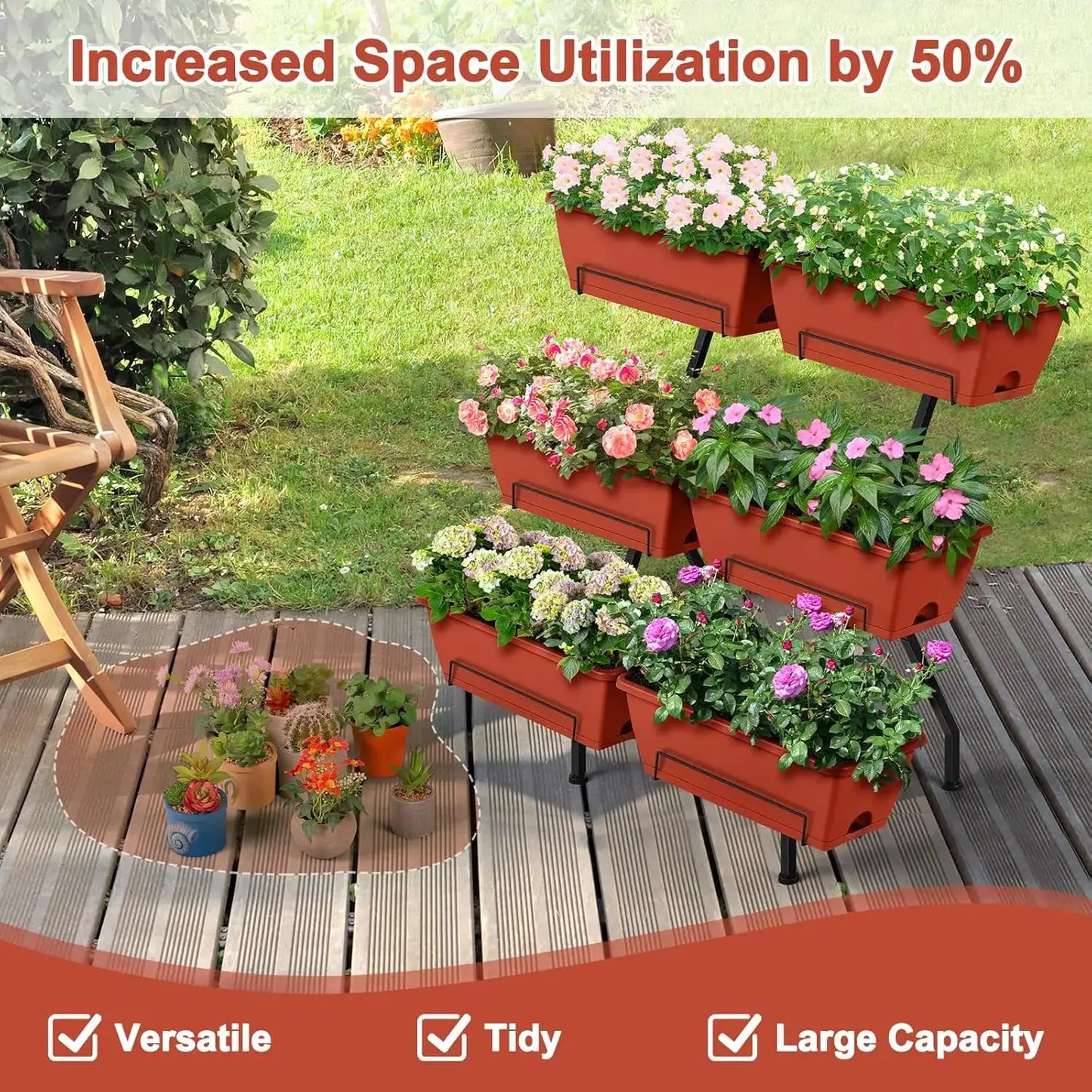 Raised Garden Beds Vertical Garden Planters Indoor Outdoor Standing Raised Planter Box with Legs, Plastic Raised Bed Tie from PriceLows™