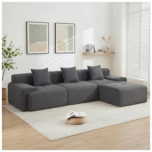 Modular Sectional Sofa | 118 Inch | L Shaped With Movable Ottoman | Beige from PriceLows™