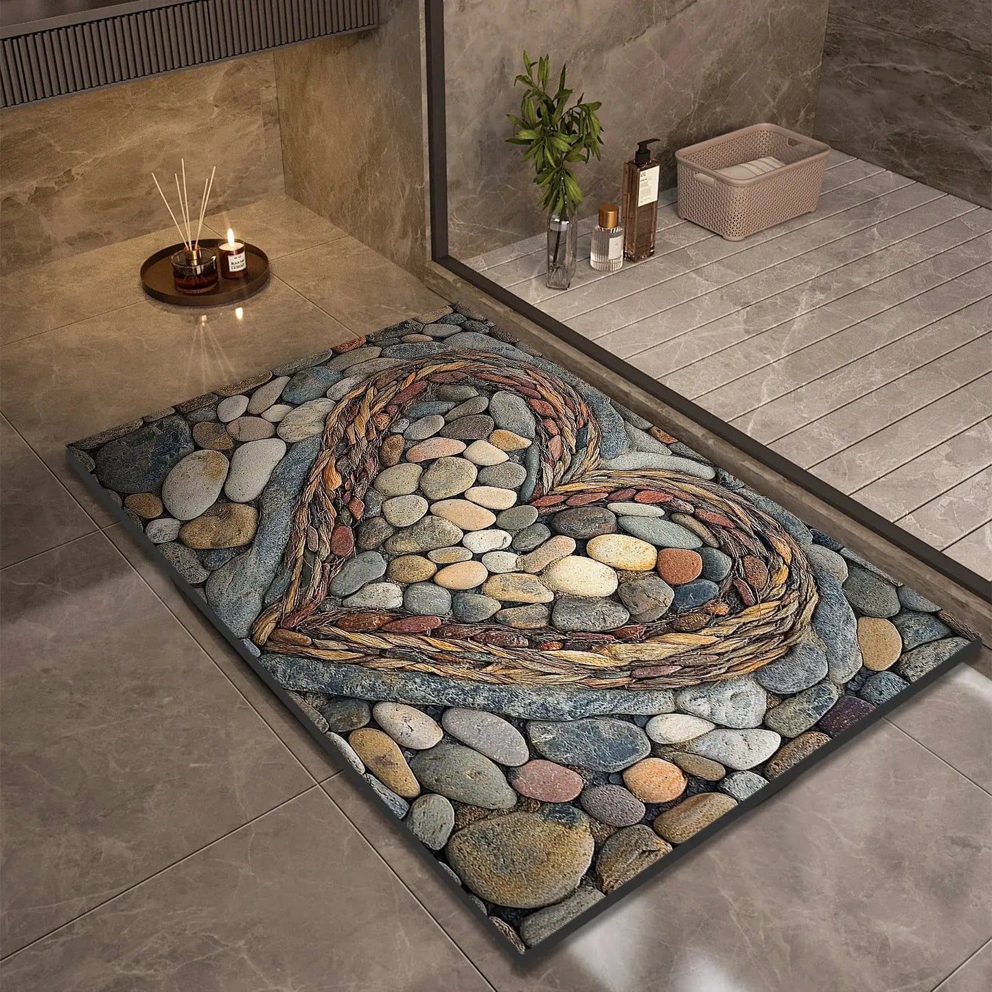 Stone Design Diatomite Bath Mat Bathroom Non-slip Shower Foot Mats Absorbent Quick Dry Toilet Rugs Carpet Doormat Washable from PriceLows™