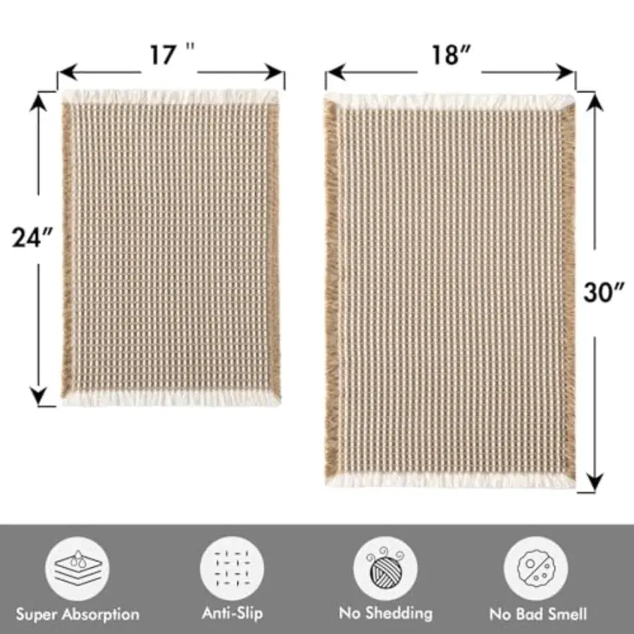 Set of 2 Bathroom Rugs, Boho Bath Rugs Non Slip Washable, Super Absorbent Bath Mats, Ultra Soft Rubber Backed Shower Mats for B from PriceLows™