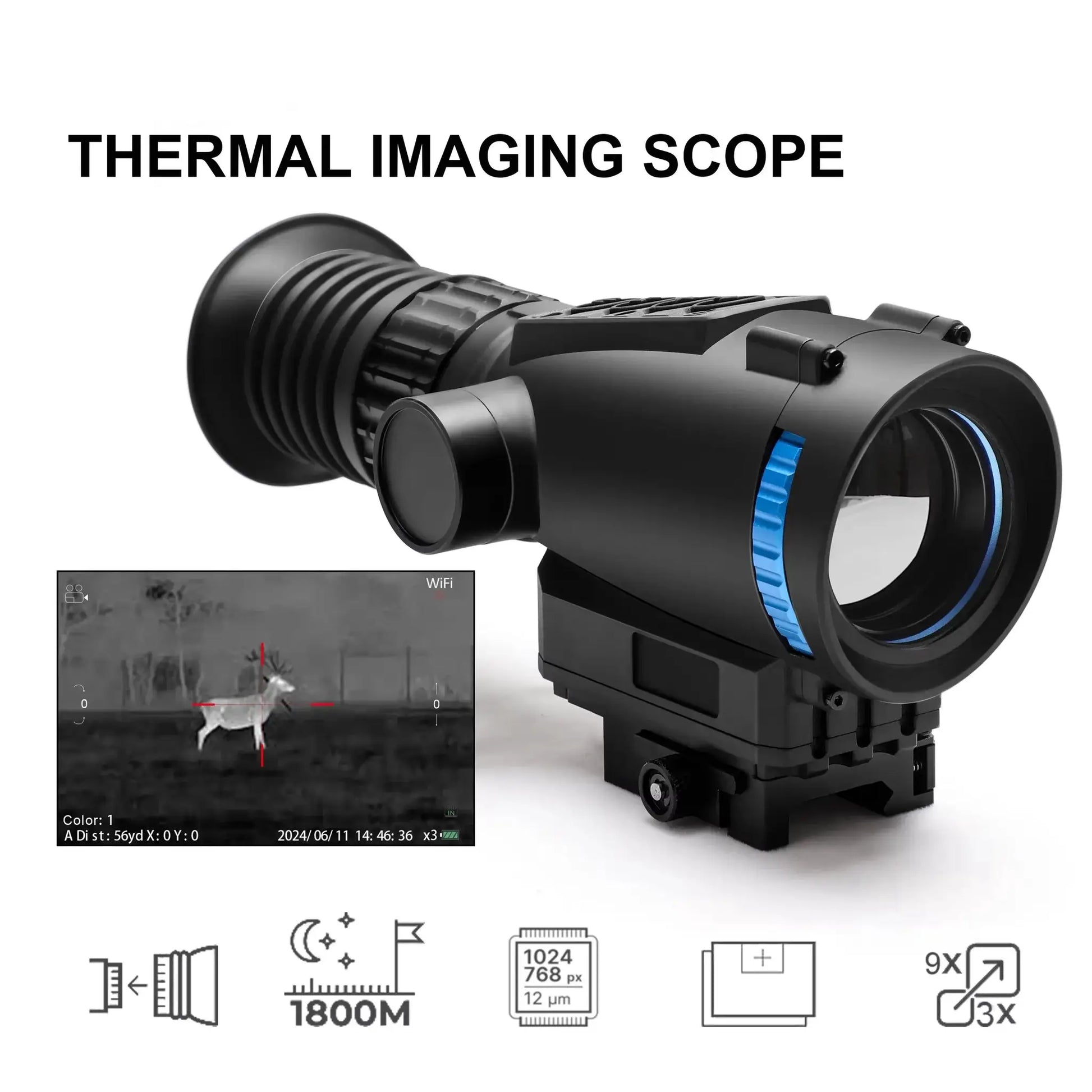 384*288 Thermal Imageing Scope Thermal Rifle Scope 35mm Lens Thermal Imager Sight with Video Rec PIP WiFi from PriceLows™