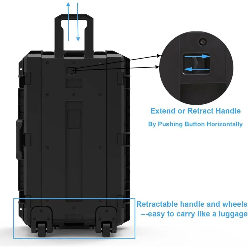 Rolling Hard Case 33x21x14 with Wheels, Customizable Foam, Retractable Handle for Tools, Cameras, and Equipment from PriceLows™