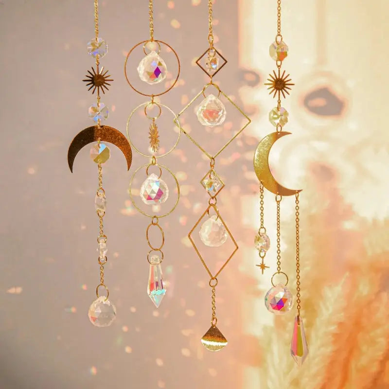 Crystal Suncatcher Moon Star Rainbow Sun Catcher Wind Chime Pendant Sun Catcher Pendants Outdoor Garden Yard Hanging Decor from PriceLows™