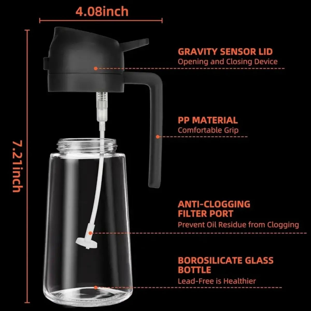 Oil Sprayer and Dispenser | 470ml | Glass Bottle | 2 In 1 Spray And Pour