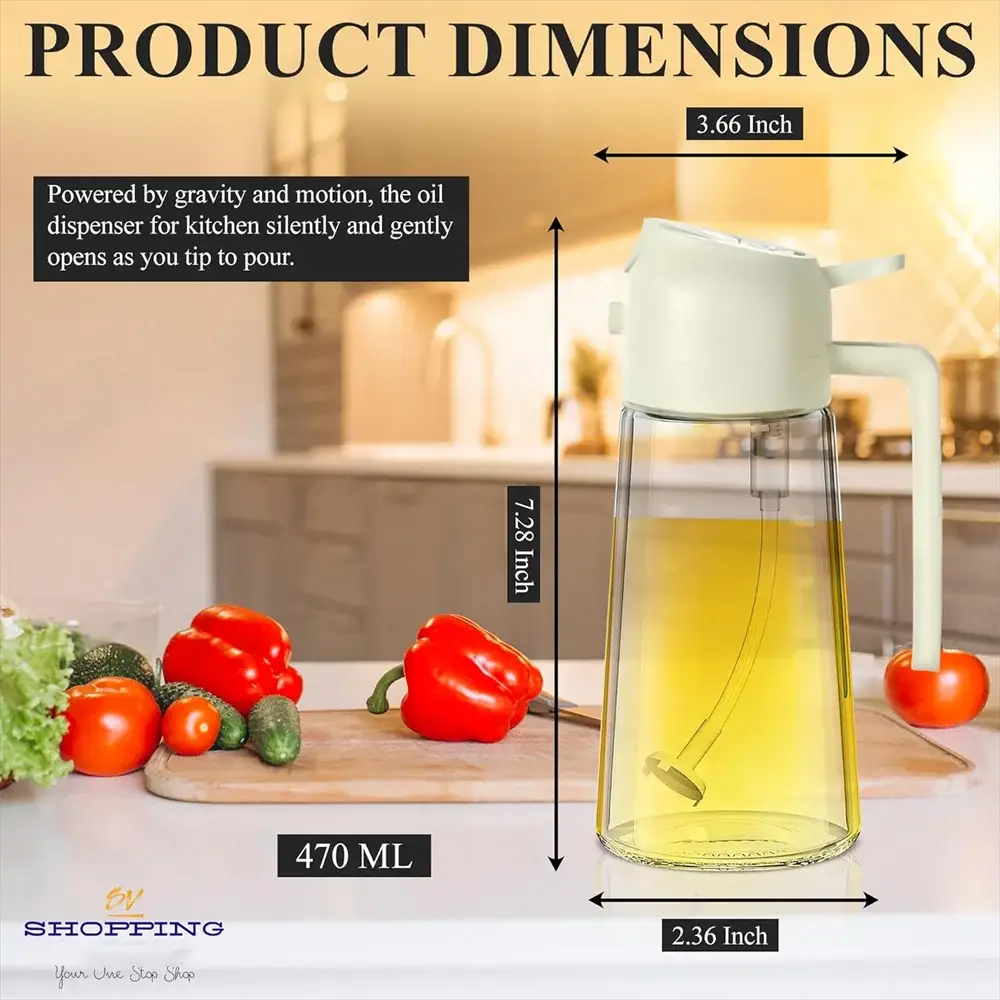 Oil Sprayer | 2 in 1 Dispenser | Glass 470ml Food grade | Kitchen Use