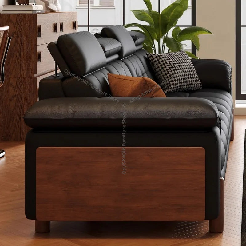 Sofa | Solid Wood Frame | Top Grain Leather | Mid-Century Modern