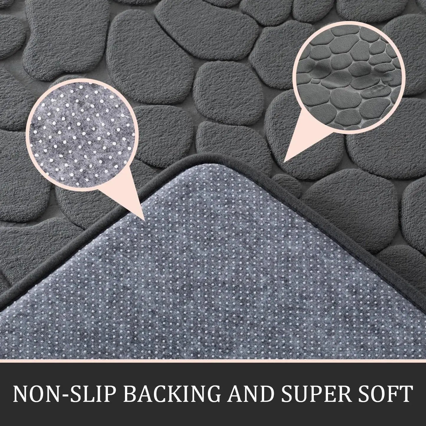 Bathroom Rugs Mat Set 3 Piece Dark Grey, Memory Foam Bath Mats Sets, Non Slip Water Absorbent Washable Bath Rugs for Sin from PriceLows™